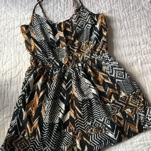 Black and Brown Printed Romper